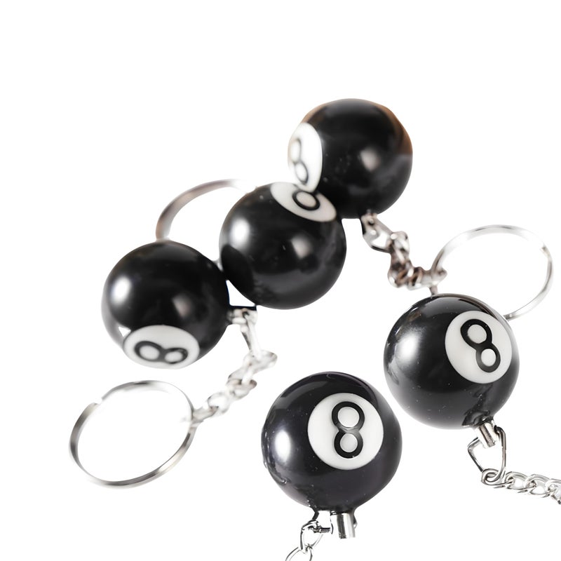 ODETOJOY Billiards Keychain Pool Ball Keychain Lucky 8 Ball Pool Player Gift for Billiards Lover Black 8 Key Ring Dia 1inch (1pc/set) - Image 4